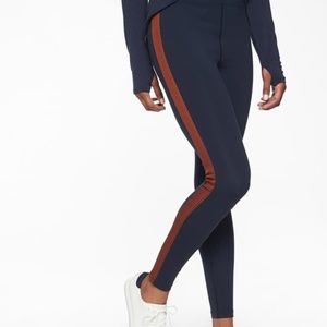 Athleta TRACK TUX Pants high-rise waist w/ stripes